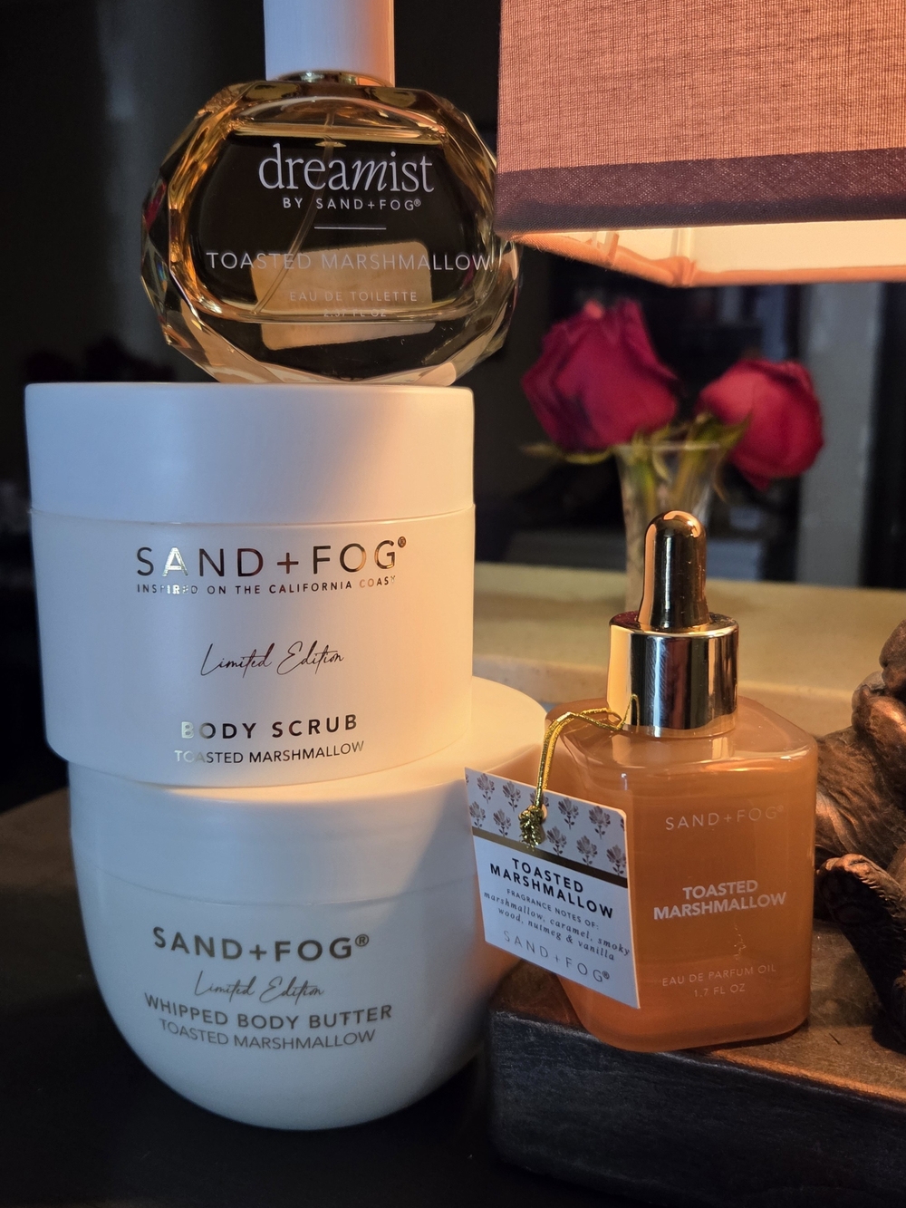 Sand & Fog Toasted Marshmallow Set Body Butter , Body Oil , EDT spray , Scrub